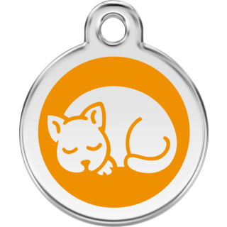 Red Dingo Enamel Kitten Tag - Orange - Lifetime Guarantee - Cat, Dog, Pet ID Tag Engraved