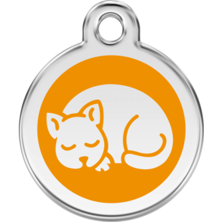 Red Dingo Enamel Kitten Tag - Orange  - Lifetime Guarantee - Cat, Dog, Pet ID Tag Engraved
