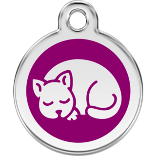 Red Dingo Enamel Kitten Tag - Purple  - Lifetime Guarantee - Cat, Dog, Pet ID Tag Engraved