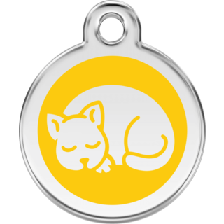 Red Dingo Enamel Kitten Tag - Yellow - Lifetime Guarantee - Cat, Dog, Pet ID Tag Engraved