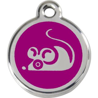 Red Dingo Mouse Tag - Purple [Size: Small]  - Lifetime Guarantee - Cat, Dog, Pet ID Tag Engraved