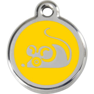 Red Dingo Enamel Mouse Tag - Yellow - Lifetime Guarantee - Cat, Dog, Pet ID Tag Engraved