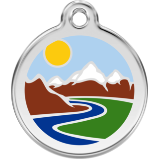 Red Dingo Mountains Light Blue Tag - Lifetime Guarantee - Cat, Dog, Pet ID Tag Engraved