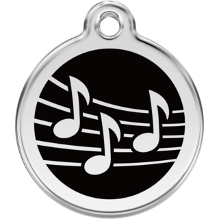 Red Dingo Music Black Tag - Lifetime Guarantee - Cat, Dog, Pet ID Tag Engraved