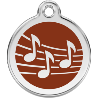 Red Dingo Music Brown Tag - Lifetime Guarantee - Large - Cat, Dog, Pet ID Tag Engraved
