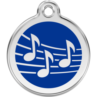 Red Dingo Music Dark Blue Tag - Lifetime Guarantee - Cat, Dog, Pet ID Tag Engraved