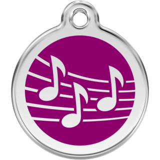 Red Dingo Music Purple Tag - Lifetime Guarantee - Large - Cat, Dog, Pet ID Tag Engraved