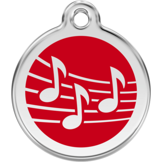 Red Dingo Music Red Tag - Lifetime Guarantee - Large - Cat, Dog, Pet ID Tag Engraved
