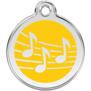 Red Dingo Music Yellow Tag - Lifetime Guarantee - Cat, Dog, Pet ID Tag Engraved