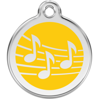 Red Dingo Music Yellow Tag - Lifetime Guarantee - Large - Cat, Dog, Pet ID Tag Engraved