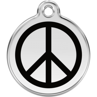 Red Dingo Peace Black Tag - Lifetime Guarantee - Cat, Dog, Pet ID Tag Engraved