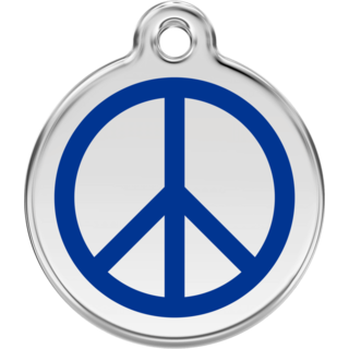 Red Dingo Peace Dark Blue Tag - Lifetime Guarantee [size: Large] - Cat, Dog, Pet ID Tag Engraved