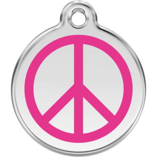 Red Dingo Peace Hot Pink Tag - Lifetime Guarantee - Cat, Dog, Pet ID Tag Engraved