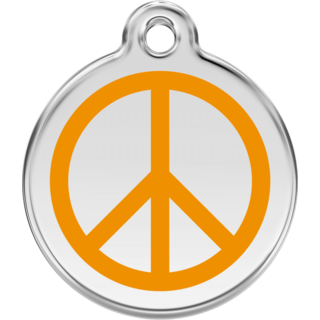 Red Dingo Peace Orange Tag - Lifetime Guarantee [size: Large] - Cat, Dog, Pet ID Tag Engraved