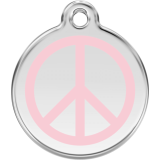 Red Dingo Peace Light Pink Tag - Lifetime Guarantee [size: Large] - Cat, Dog, Pet ID Tag Engraved