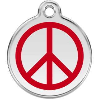 Red Dingo Peace Red Tag - Lifetime Guarantee - Cat, Dog, Pet ID Tag Engraved
