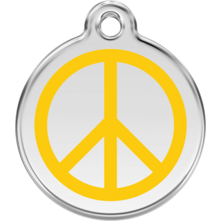 Red Dingo Peace Yellow Tag - Lifetime Guarantee - Cat, Dog, Pet ID Tag Engraved