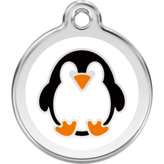 Red Dingo Penguin White Tag - Lifetime Guarantee [size: Large] - Cat, Dog, Pet ID Tag Engraved