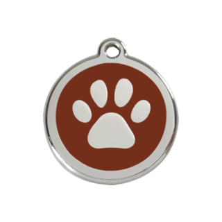 Red Dingo Paw Print Tag Brown - Large - Lifetime Guarantee - Cat, Dog, Pet ID Tag Engraved