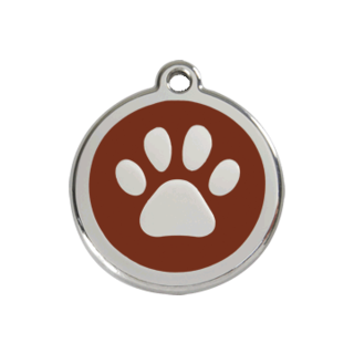Red Dingo Paw Print Tag Brown [Size: Large]  - Lifetime Guarantee - Cat, Dog, Pet ID Tag Engraved