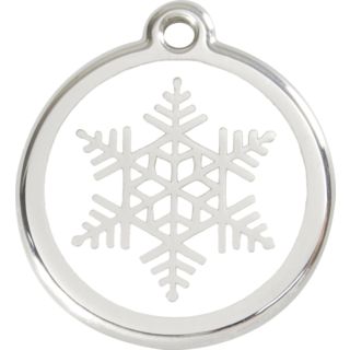 Red Dingo Snow Flake Tag - Large - Lifetime Guarantee - Cat, Dog, Pet ID Tag Engraved