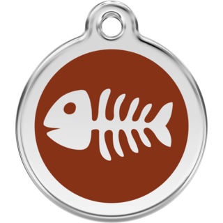 Red Dingo Enamel Fish Bone Tag - Brown - Lifetime Guarantee - Cat, Dog, Pet ID Tag Engraved