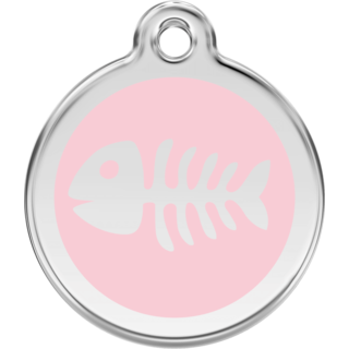 Red Dingo Enamel Fish Bone Tag - Pink - Lifetime Guarantee - Cat, Dog, Pet ID Tag Engraved