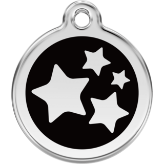 Red Dingo Stars Black Tag - Lifetime Guarantee - Cat, Dog, Pet ID Tag Engraved