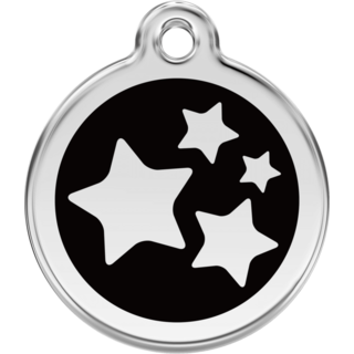 Red Dingo Stars Black Tag - Lifetime Guarantee [size: Large] - Cat, Dog, Pet ID Tag Engraved