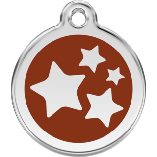 Red Dingo Stars Brown Tag - Lifetime Guarantee - Cat, Dog, Pet ID Tag Engraved