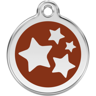 Red Dingo Stars Brown Tag - Lifetime Guarantee [size: Large] - Cat, Dog, Pet ID Tag Engraved