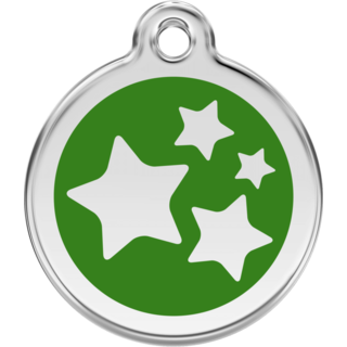 Red Dingo Stars Green Tag - Lifetime Guarantee - Large - Cat, Dog, Pet ID Tag Engraved