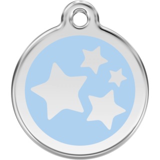 Red Dingo Stars Light Blue Tag - Lifetime Guarantee - Large - Cat, Dog, Pet ID Tag Engraved