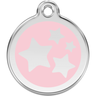 Red Dingo Stars Pink Tag - Lifetime Guarantee - Cat, Dog, Pet ID Tag Engraved