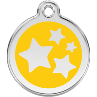 Red Dingo Stars Yellow Tag - Lifetime Guarantee - Cat, Dog, Pet ID Tag Engraved