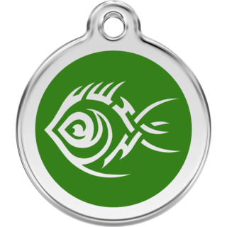 Red Dingo Tribal Fish Green Tag - Lifetime Guarantee [size: Large] - Cat, Dog, Pet ID Tag Engraved