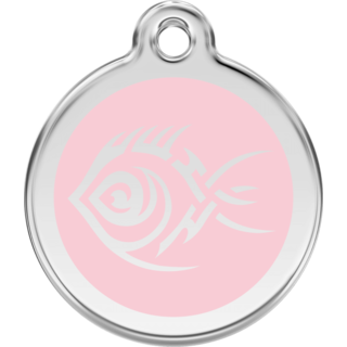 Red Dingo Tribal Fish Pink Tag - Lifetime Guarantee - Large - Cat, Dog, Pet ID Tag Engraved