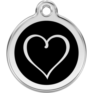 Red Dingo Enamel Tribal Heart Tag - Black - Lifetime Guarantee - Cat, Dog, Pet ID Tag Engraved