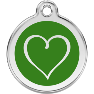 Red Dingo Enamel Tribal Heart Tag - Green - Lifetime Guarantee - Cat, Dog, Pet ID Tag Engraved