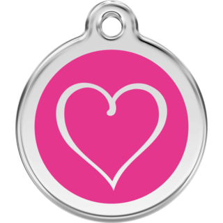 Red Dingo Enamel Tribal Heart Tag - Hot Pink- Lifetime Guarantee [size: Large] - Cat, Dog, Pet ID Tag Engraved