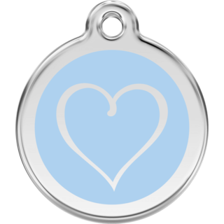 Red Dingo Enamel Tribal Heart Tag - Light Blue - Lifetime Guarantee - Cat, Dog, Pet ID Tag Engraved