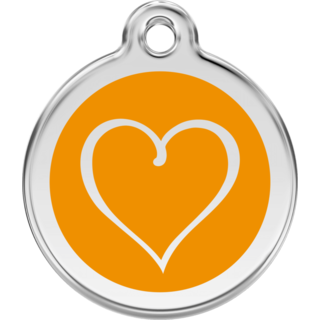 Red Dingo Enamel Tribal Heart Tag - Orange - Lifetime Guarantee - Cat, Dog, Pet ID Tag Engraved