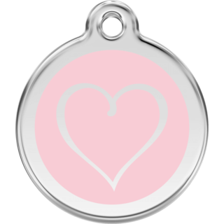 Red Dingo Enamel Tribal Heart Tag - Pink - Lifetime Guarantee - Cat, Dog, Pet ID Tag Engraved
