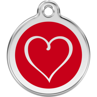 Red Dingo Enamel Tribal Heart Tag - Red - Lifetime Guarantee - Cat, Dog, Pet ID Tag Engraved