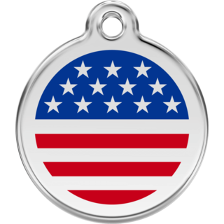 Red Dingo Stars & Stripes United States Flag Tag - Lifetime Guarantee - Cat, Dog, Pet ID Tag Engraved