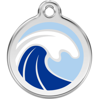 Red Dingo Wave Light Bue Tag - Lifetime Guarantee - Cat, Dog, Pet ID Tag Engraved