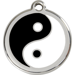 Red Dingo Ying & Yang Tag Black tag - Lifetime Guarantee - Cat, Dog, Pet ID Tag Engraved
