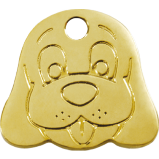 Red Dingo Brass Dog Face Tag - Lifetime Guarantee - Cat, Dog, Pet ID Tag Engraved