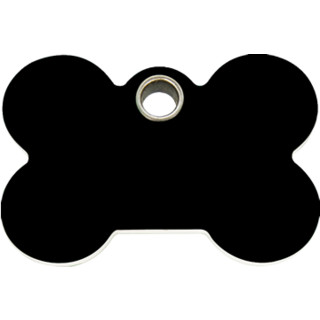 Red Dingo - Plastic Bone Tag - Black - Engraved