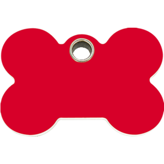 Red Dingo - Plastic Bone Tag - Red - Large  Engraved